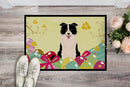 Easter Eggs Border Collie Black White Doormat Indoor Outdoor 24H X 36W Front Door Mat Rugs for Entryway, Non Slip Washable Low Pile,