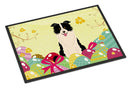 Easter Eggs Border Collie Black White Doormat Indoor Outdoor 24H X 36W Front Door Mat Rugs for Entryway, Non Slip Washable Low Pile,