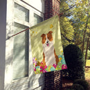 Easter Eggs Border Collie Red White House Flag 28x40 Porch Sleeve Pole Decorative Outside Yard Banner Artwork Wall Hanging, Polyester