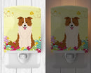 Easter Eggs Border Collie Red White Ceramic Night Light Compact, UL-Certified, Ideal for Bedroom, Bathroom, Nursery, Hallway, Kitchen, 6x4x3, Multicolor