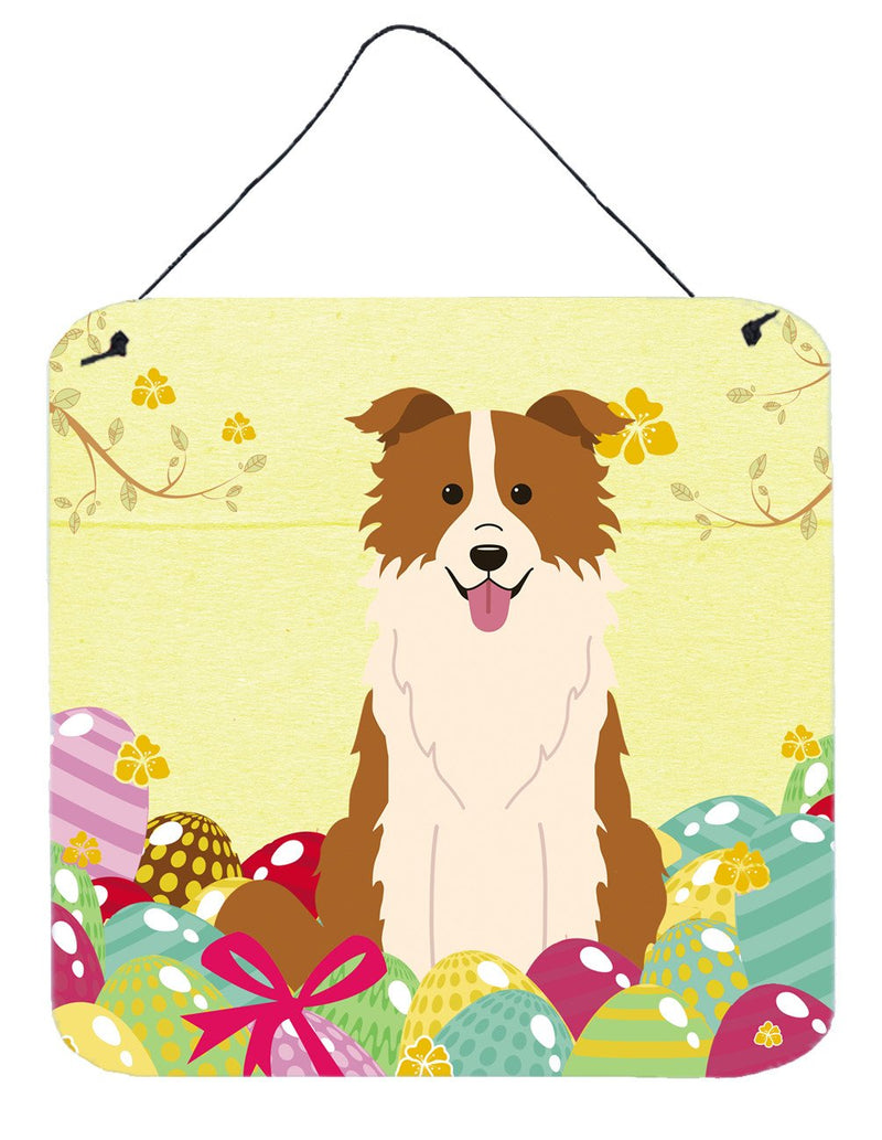 Easter Eggs Border Collie Red White Wall or Door Hanging Prints BB6119DS66