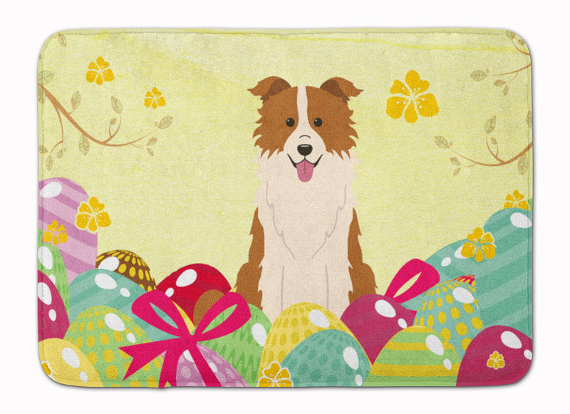 Easter Eggs Border Collie Red White Machine Washable Memory Foam Mat BB6119RUG