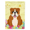 Easter Eggs English Bulldog Red White House Flag 28x40 Porch Sleeve Pole Decorative Outside Yard Banner Artwork Wall Hanging, Polyester