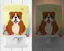 Easter Eggs English Bulldog Red White Ceramic Night Light Compact, UL-Certified, Ideal for Bedroom, Bathroom, Nursery, Hallway, Kitchen, 6x4x3, Multicolor