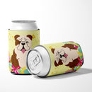 Easter Eggs English Bulldog Brindle White Can or Bottle Hugger Cooler Sleeve for Standard 12 oz Cans, Insulated Foam Beer & Soda Can Hugger Reusable