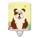 Easter Eggs English Bulldog Brindle White Ceramic Night Light Compact, UL-Certified, Ideal for Bedroom, Bathroom, Nursery, Hallway, Kitchen, 6x4x3, Multicolor