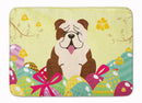 Easter Eggs English Bulldog Brindle White Memory Foam Kitchen Mat Machine Washable Anti-Fatigue Cushion Comfort Bath or Kitchen Rug