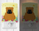 Easter Eggs English Bulldog Red Ceramic Night Light Compact, UL-Certified, Ideal for Bedroom, Bathroom, Nursery, Hallway, Kitchen, 6x4x3, Multicolor