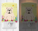 Easter Eggs English Bulldog White Ceramic Night Light Compact, UL-Certified, Ideal for Bedroom, Bathroom, Nursery, Hallway, Kitchen, 6x4x3, Multicolor