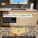 Easter Eggs English Bulldog White Memory Foam Kitchen Mat Machine Washable Anti-Fatigue Cushion Comfort Bath or Kitchen Rug