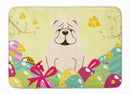 Easter Eggs English Bulldog White Memory Foam Kitchen Mat Machine Washable Anti-Fatigue Cushion Comfort Bath or Kitchen Rug