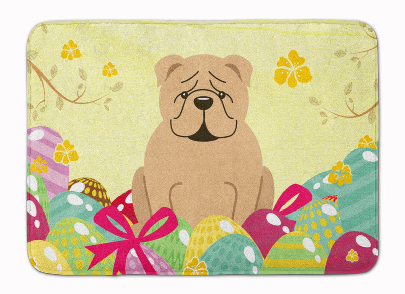 Easter Eggs English Bulldog Fawn Machine Washable Memory Foam Mat BB6124RUG