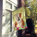 Easter Eggs English Bulldog Fawn White House Flag 28x40 Porch Sleeve Pole Decorative Outside Yard Banner Artwork Wall Hanging, Polyester