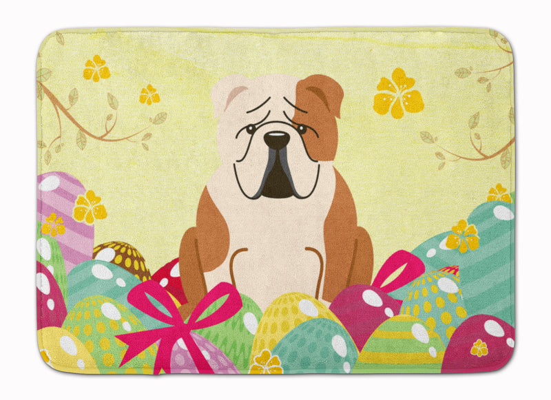 Easter Eggs English Bulldog Fawn White Machine Washable Memory Foam Mat BB6125RUG