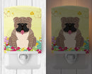 Easter Eggs English Bulldog Grey Brindle  Ceramic Night Light Compact, UL-Certified, Ideal for Bedroom, Bathroom, Nursery, Hallway, Kitchen, 6x4x3, Multicolor