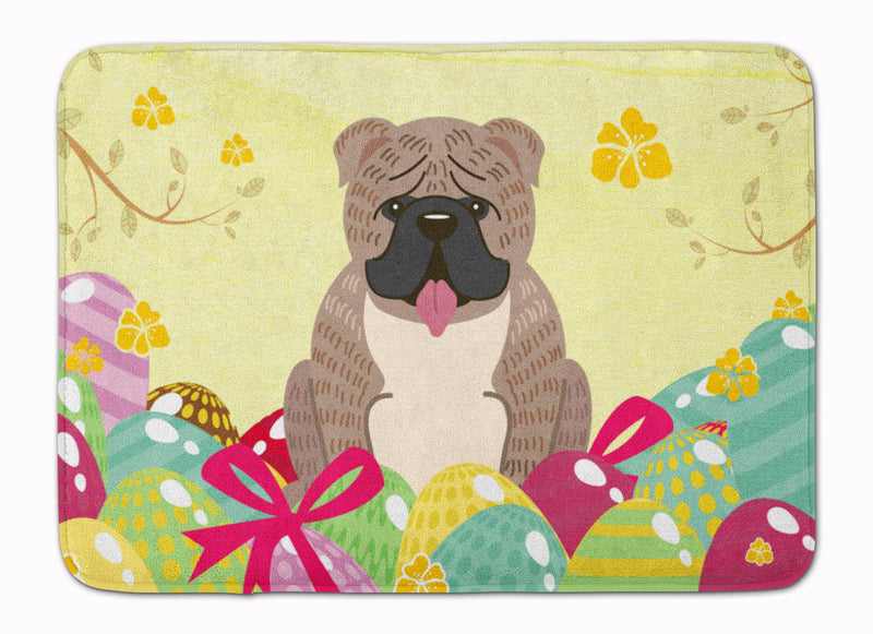 Easter Eggs English Bulldog Grey Brindle  Machine Washable Memory Foam Mat BB6126RUG