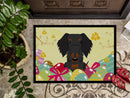 Easter Eggs Wire Haired Dachshund Black Tan Doormat Indoor Outdoor 24H X 36W Front Door Mat Rugs for Entryway, Non Slip Washable Low Pile,