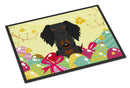 Easter Eggs Wire Haired Dachshund Black Tan Doormat Indoor Outdoor 24H X 36W Front Door Mat Rugs for Entryway, Non Slip Washable Low Pile,