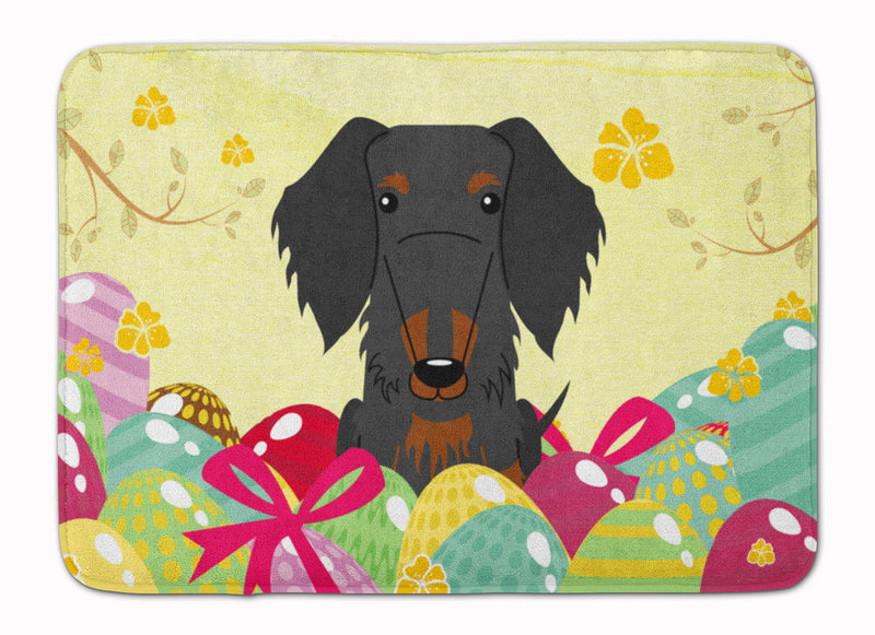 Easter Eggs Wire Haired Dachshund Black Tan Machine Washable Memory Foam Mat BB6127RUG