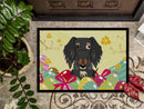 Easter Eggs Wire Haired Dachshund Dapple Doormat Indoor Outdoor 24H X 36W Front Door Mat Rugs for Entryway, Non Slip Washable Low Pile,