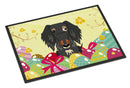 Easter Eggs Wire Haired Dachshund Dapple Doormat Indoor Outdoor 24H X 36W Front Door Mat Rugs for Entryway, Non Slip Washable Low Pile,