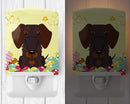 Easter Eggs Wire Haired Dachshund Chocolate Ceramic Night Light Compact, UL-Certified, Ideal for Bedroom, Bathroom, Nursery, Hallway, Kitchen, 6x4x3, Multicolor