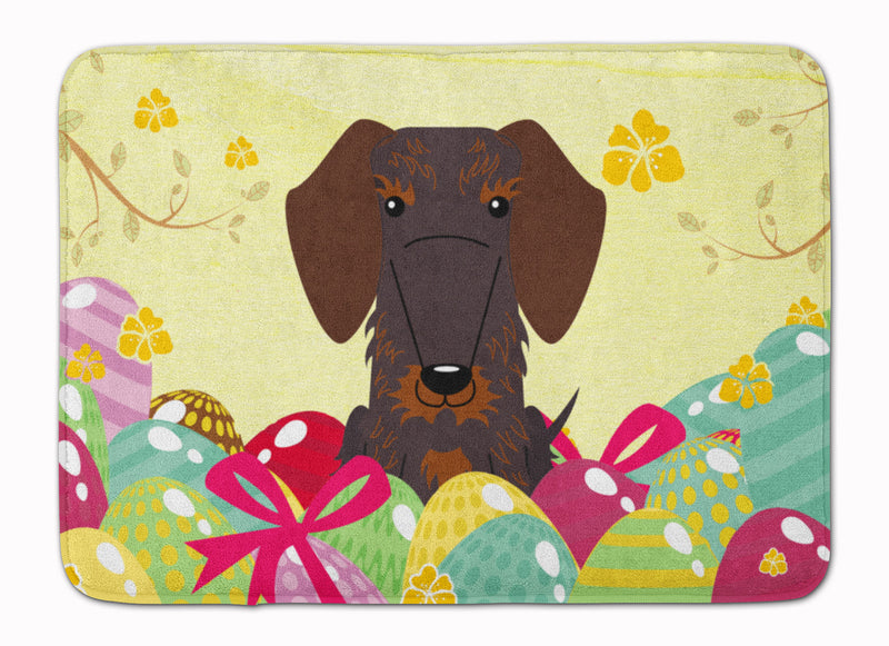 Easter Eggs Wire Haired Dachshund Chocolate Machine Washable Memory Foam Mat BB6129RUG