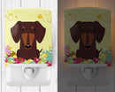 Easter Eggs Dachshund Chocolate Ceramic Night Light Compact, UL-Certified, Ideal for Bedroom, Bathroom, Nursery, Hallway, Kitchen, 6x4x3, Multicolor