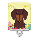 Easter Eggs Dachshund Chocolate Ceramic Night Light Compact, UL-Certified, Ideal for Bedroom, Bathroom, Nursery, Hallway, Kitchen, 6x4x3, Multicolor