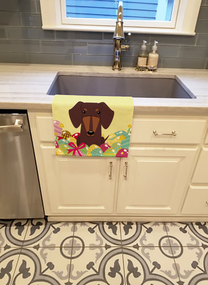 Easter Eggs Dachshund Chocolate Kitchen Towel BB6131KTWL