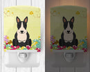 Easter Eggs Bull Terrier Black White Ceramic Night Light Compact, UL-Certified, Ideal for Bedroom, Bathroom, Nursery, Hallway, Kitchen, 6x4x3, Multicolor