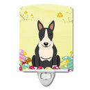 Easter Eggs Bull Terrier Black White Ceramic Night Light Compact, UL-Certified, Ideal for Bedroom, Bathroom, Nursery, Hallway, Kitchen, 6x4x3, Multicolor