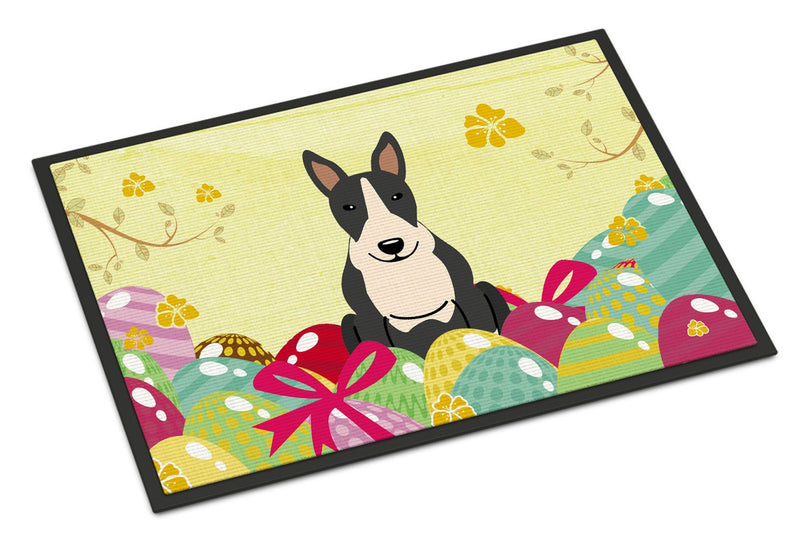 Easter Eggs Bull Terrier Black White Indoor or Outdoor Mat 24x36 BB6133JMAT