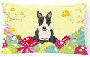 Easter Eggs Bull Terrier Black White Decorative Throw Pillow 12x16 Indoor Outdoor Accent Cushion, Fabric Cover with Insert for Sofa, Bed, Porch & Living Room