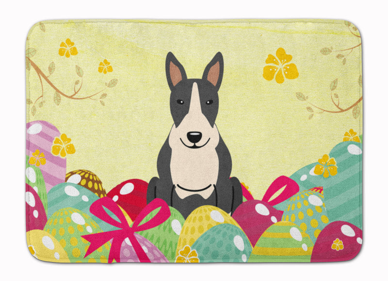 Easter Eggs Bull Terrier Black White Machine Washable Memory Foam Mat BB6133RUG