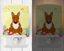 Easter Eggs Bull Terrier Red Ceramic Night Light Compact, UL-Certified, Ideal for Bedroom, Bathroom, Nursery, Hallway, Kitchen, 6x4x3, Multicolor