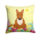 Easter Eggs Bull Terrier Red Decorative Throw Pillow 14x14 Indoor Outdoor Accent Cushion, Fabric Cover with Insert for Sofa, Bed, Porch & Living Room
