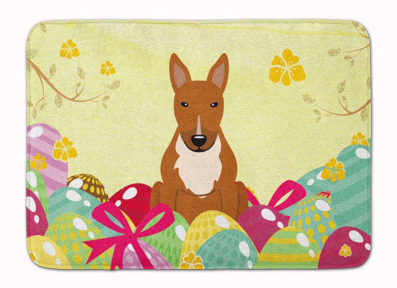 Easter Eggs Bull Terrier Red Machine Washable Memory Foam Mat BB6134RUG