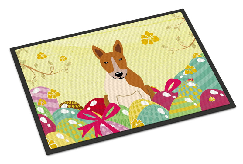 Easter Eggs Bull Terrier Red White Indoor or Outdoor Mat 24x36 BB6135JMAT