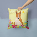 Easter Eggs Bull Terrier Red White Decorative Throw Pillow 14x14 Indoor Outdoor Accent Cushion, Fabric Cover with Insert for Sofa, Bed, Porch & Living Room