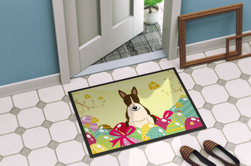 Easter Eggs Bull Terrier Dark Brindle Indoor or Outdoor Mat 24x36 BB6136JMAT