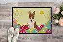 Easter Eggs Bull Terrier Brindle Doormat Indoor Outdoor 18H X 27W Front Door Mat Rugs for Entryway, Non Slip Washable