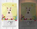 Easter Eggs Bull Terrier White Ceramic Night Light Compact, UL-Certified, Ideal for Bedroom, Bathroom, Nursery, Hallway, Kitchen, 6x4x3, Multicolor