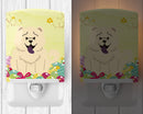 Easter Eggs Chow Chow White Ceramic Night Light Compact, UL-Certified, Ideal for Bedroom, Bathroom, Nursery, Hallway, Kitchen, 6x4x3, Multicolor