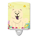 Easter Eggs Chow Chow White Ceramic Night Light Compact, UL-Certified, Ideal for Bedroom, Bathroom, Nursery, Hallway, Kitchen, 6x4x3, Multicolor