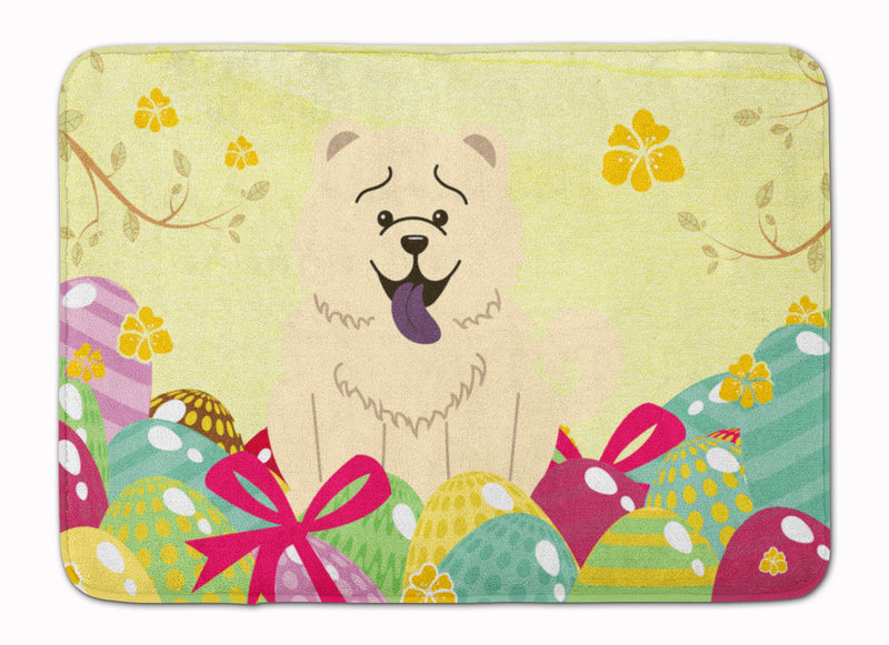 Easter Eggs Chow Chow White Machine Washable Memory Foam Mat BB6140RUG