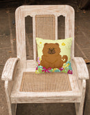 Easter Eggs Chow Chow Red Decorative Throw Pillow 18x18 Indoor Outdoor Accent Cushion, Fabric Cover with Insert for Sofa, Bed, Porch & Living Room