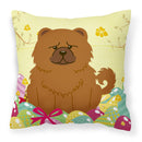 Easter Eggs Chow Chow Red Decorative Throw Pillow 18x18 Indoor Outdoor Accent Cushion, Fabric Cover with Insert for Sofa, Bed, Porch & Living Room