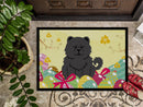 Easter Eggs Chow Chow Black Doormat Indoor Outdoor 24H X 36W Front Door Mat Rugs for Entryway, Non Slip Washable Low Pile,