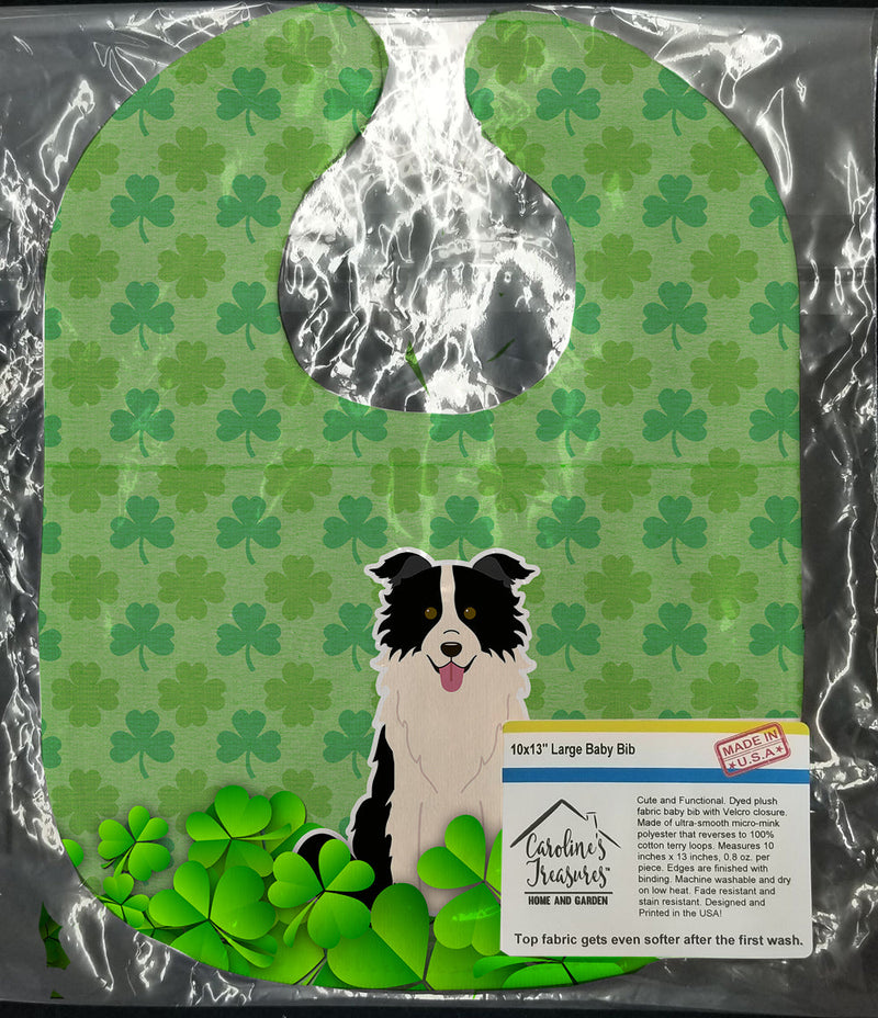 Border Collie Black White Shamrocks Baby Bib BB6259BIB